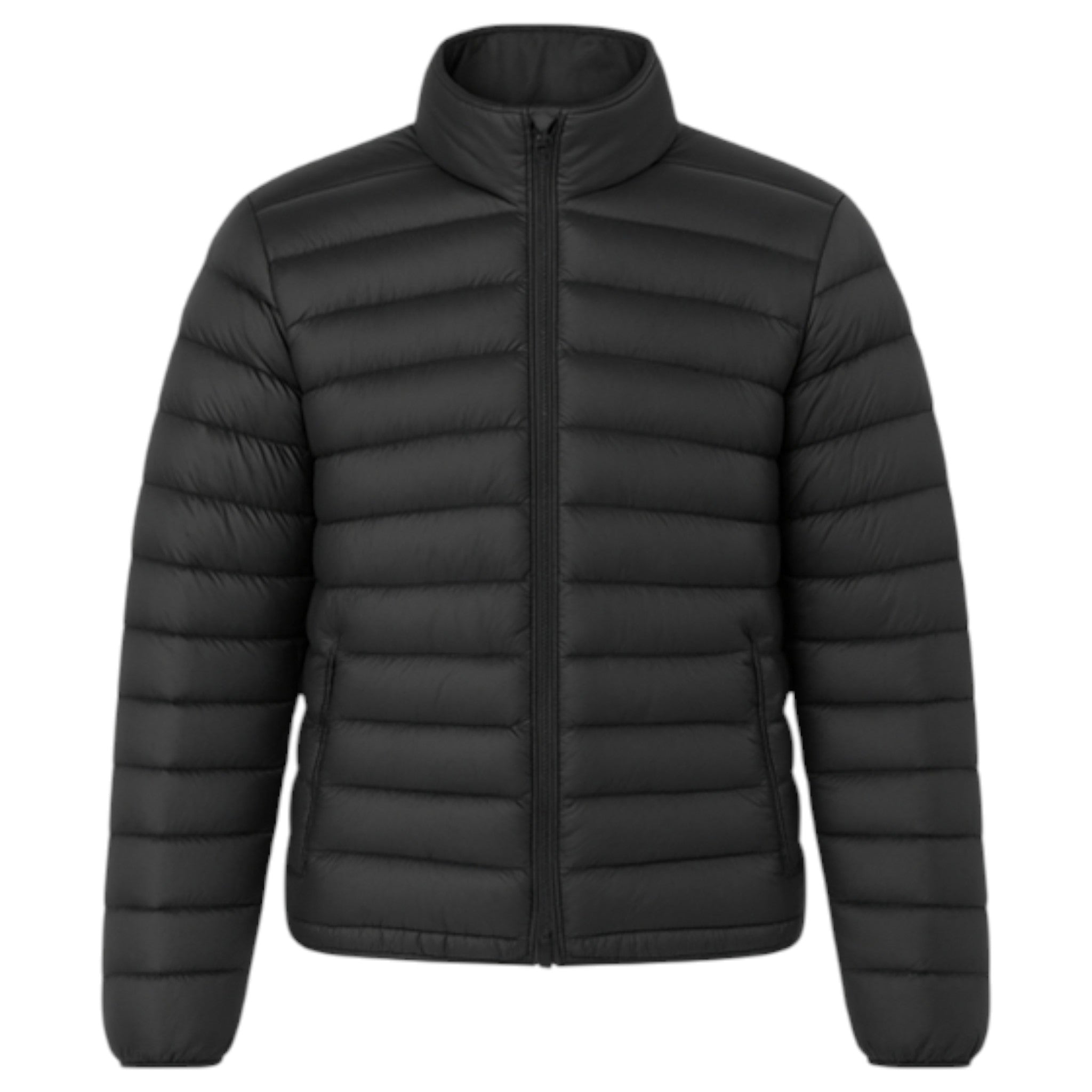 JDN men’s black puffer coat with detachable hood and zip pockets UK winter jacket